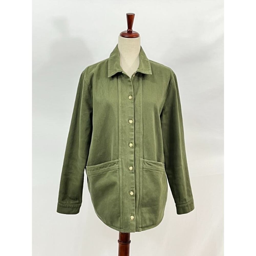 SEZANE Sz L Large Olive Green Will Jacket Coat Cotton - Picture 9 of 11